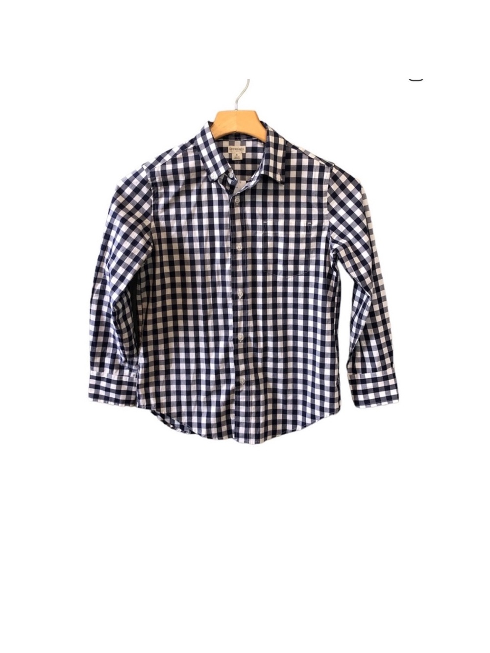 J. Crew Crewcuts Boys' Navy White Gingham Button Down Collared Shirt NWT 8